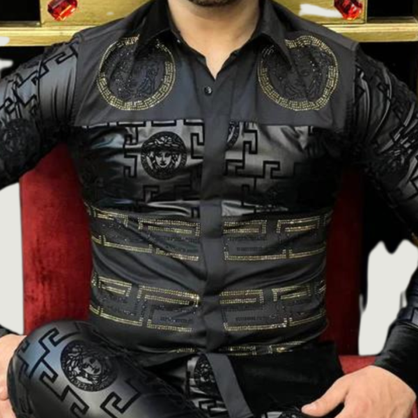 Luxurious Embossed Men's Two-Piece Set