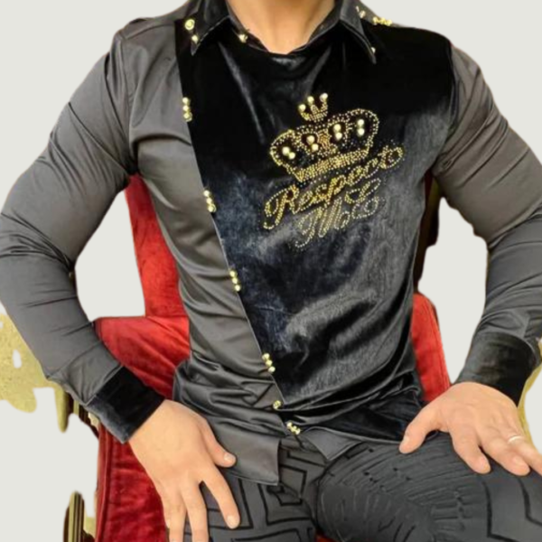 Regal Black Velvet Slim-Fit Men's Ensemble