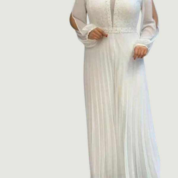 PB Women Solid Color Crew Neck Long Gown