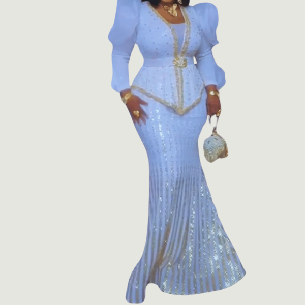 PB Women White Floor-Length Evening Gown