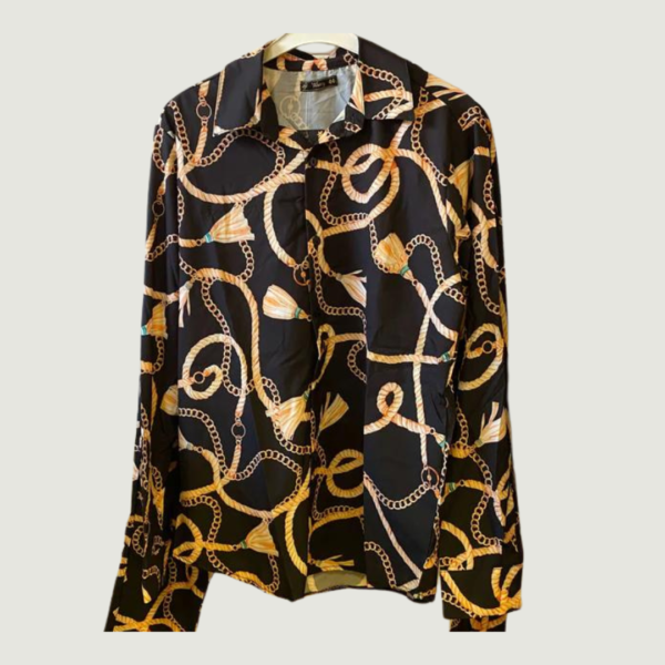 Gold Rope and Tassel Satin Men's Shirt